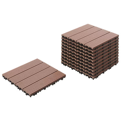 Terrassefliser Ateleta 30x30 cm Brun Komposit WPC 0,9 m²