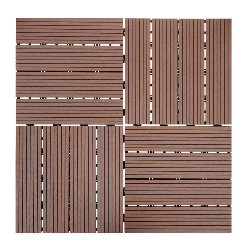 Terrassefliser Ateleta 30x30 cm Brun Komposit WPC 0,9 m²