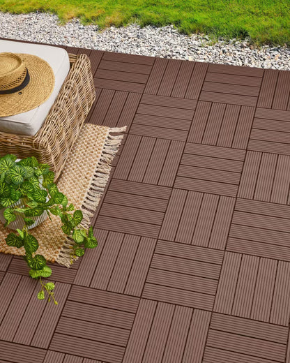 Terrassefliser Ateleta 30x30 cm Brun Komposit WPC 0,9 m²