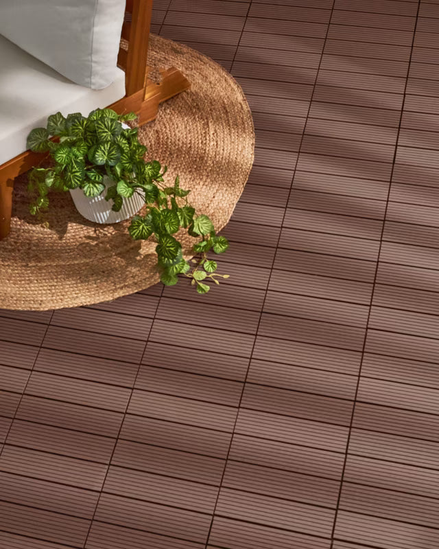 Terrassefliser Ateleta 30x30 cm Brun Komposit WPC 0,9 m²