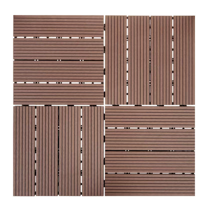 Terrassefliser Ateleta 30x30 cm Brun Komposit WPC 0,9 m²
