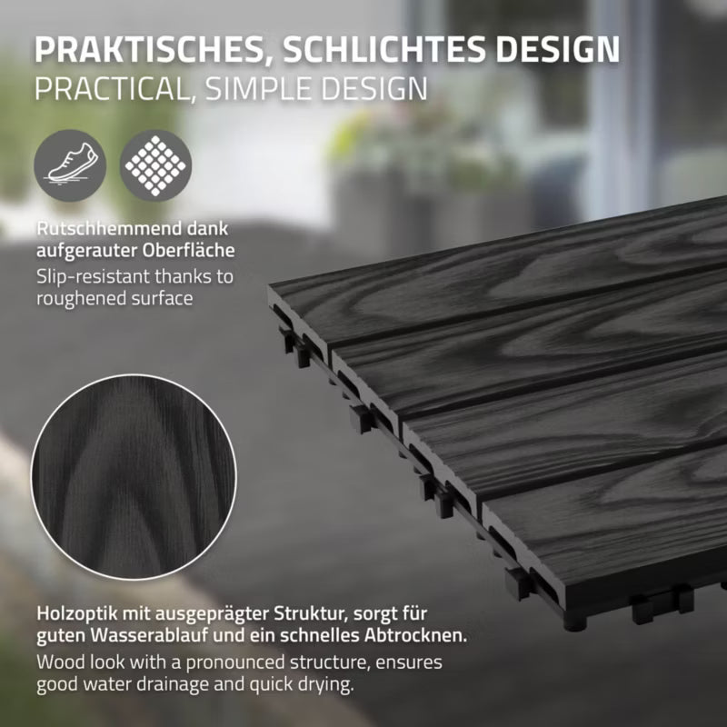 Terrassefliser WPC 30x30 cm Antracit 22 Stk.