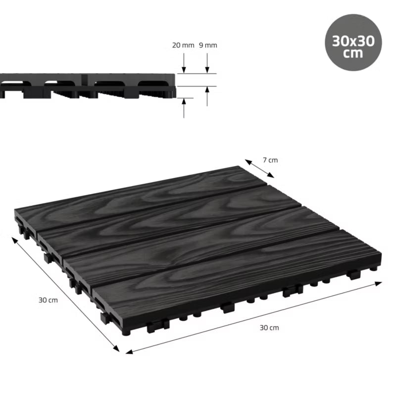Terrassefliser WPC 30x30 cm Antracit 22 Stk.