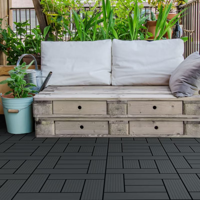 Terrassefliser WPC 30x30 cm Antracit 4 m²