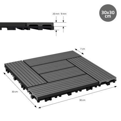 Terrassefliser WPC 30x30 cm Antracit 4 m²