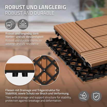 Terrassefliser WPC 30x30 cm Lys Brun 2 m²