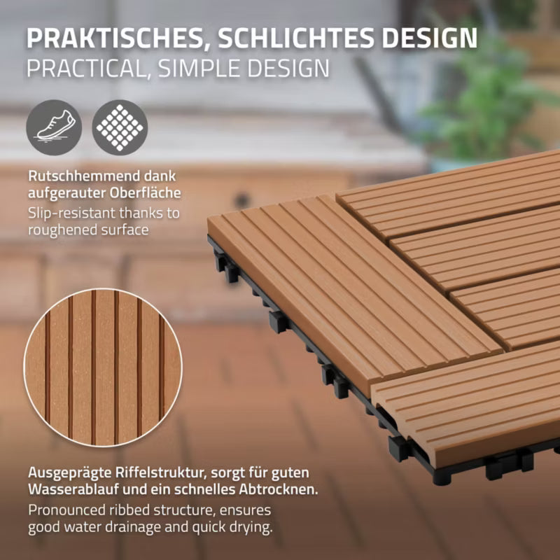 Terrassefliser WPC 30x30 cm Lys Brun 2 m²