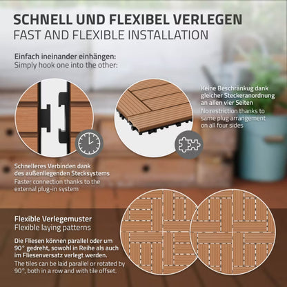 Terrassefliser WPC 30x30 cm Lys Brun 2 m²