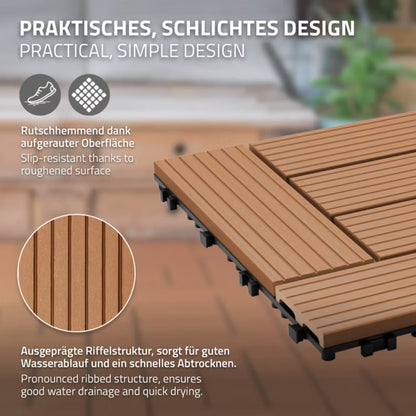 Terrassefliser WPC 30x30 cm Lysebrun 4 m²