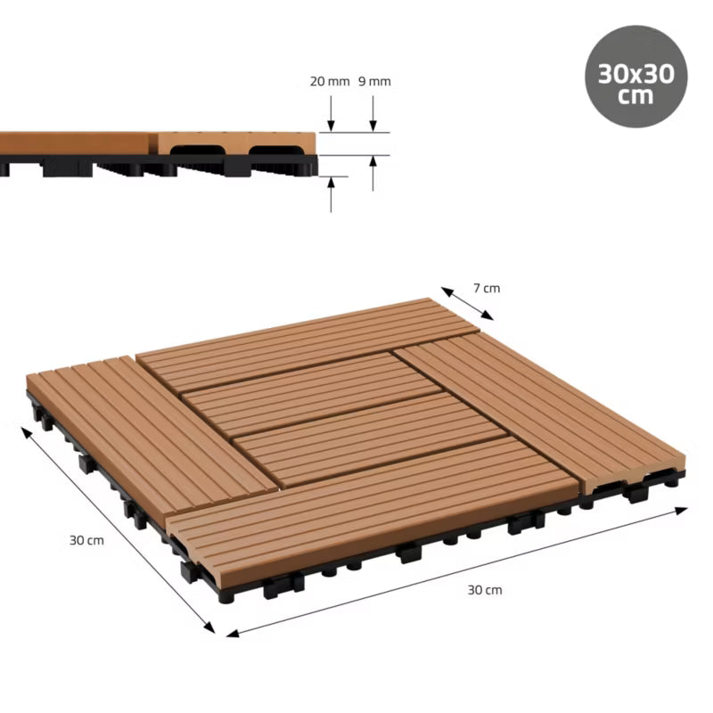 Terrassefliser WPC 30x30 cm Lysebrun 22 Stk.