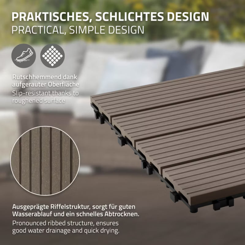 Terrassefliser WPC 30x30 cm Mørkebrun 2 m²