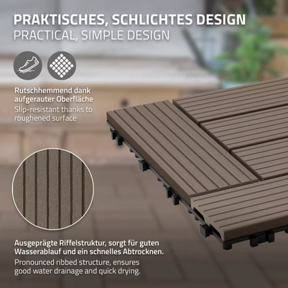 Terrassefliser WPC 30x30 cm Mørkebrun 5 m²