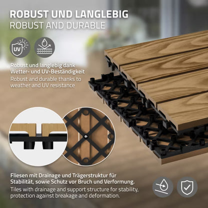 Terrassefliser WPC 30x30 cm Teak Trælook 11 Stk.