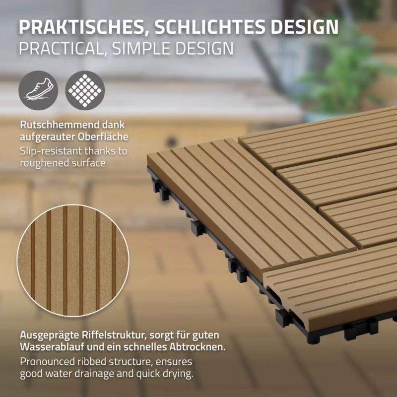 Terrassefliser WPC 30x30 cm Teak 22 Stk 2 m²