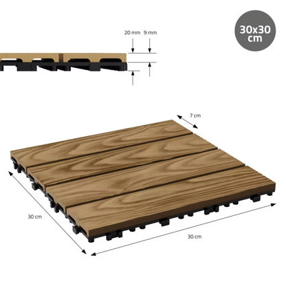 Terrassefliser WPC 30x30 cm Teak Trælook 44 Stk 4 m²