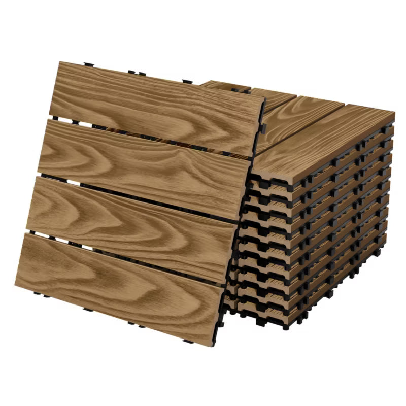 Terrassefliser WPC 30x30 cm Teak Trælook 44 Stk 4 m²