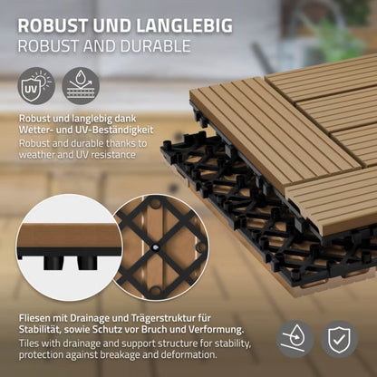 Terrassefliser WPC 30x30 cm Teak Trælook 55 Stk.
