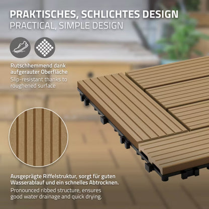 Terrassefliser WPC 30x30 cm Teak Trælook 55 Stk.