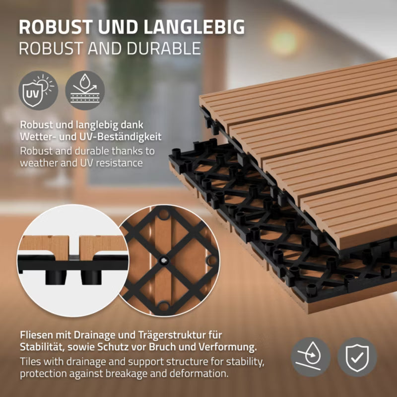 Terrassefliser WPC 60x30 cm Lysebrun 2 m²