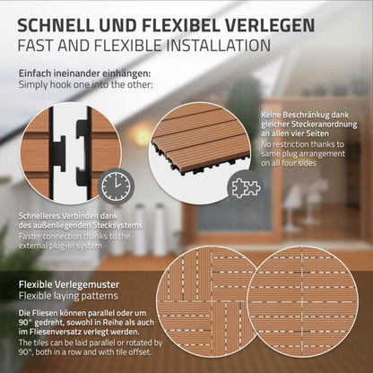 Terrassefliser WPC 60x30 cm Lysebrun 2 m²