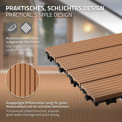 Terrassefliser WPC 60x30 cm Lysebrun 2 m²