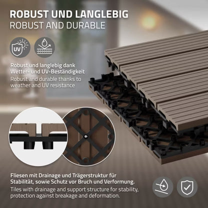 Terrassefliser WPC 60x30 cm Mørkebrun 3 m²