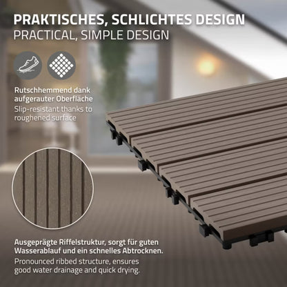 Terrassefliser WPC 60x30 cm Mørkebrun 3 m²