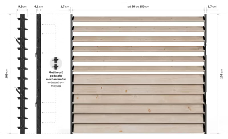 Terrassejalousi Sæt 70x109 cm Sort Gran