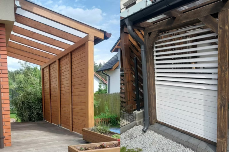 Terrassejalousi Sæt 70x109 cm Sort Gran