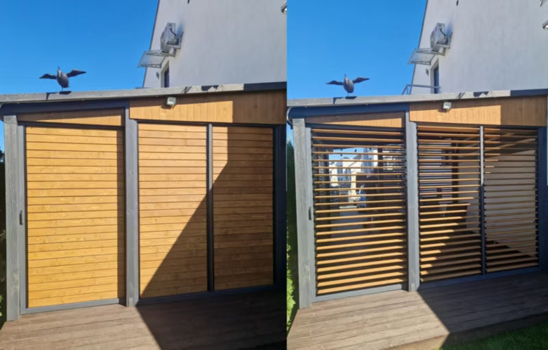 Terrassejalousi Sæt 70x109 cm Sort Gran