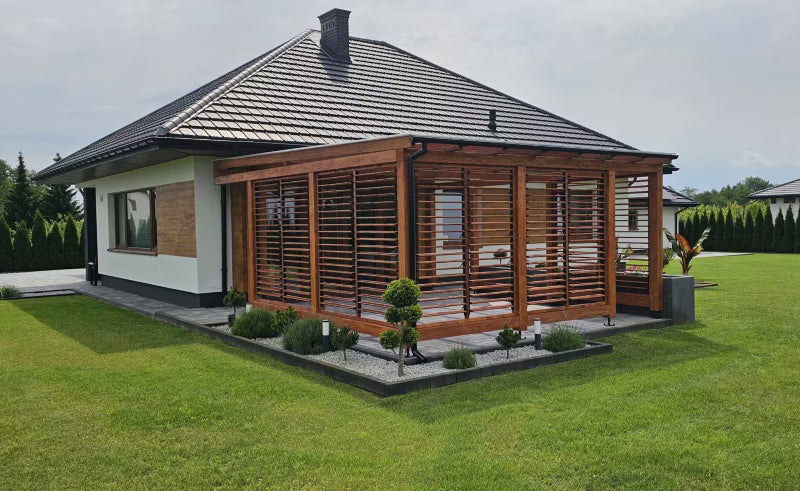 Terrassejalousi Sæt 80x109 cm Hvid Stål med 12 Granbrædder