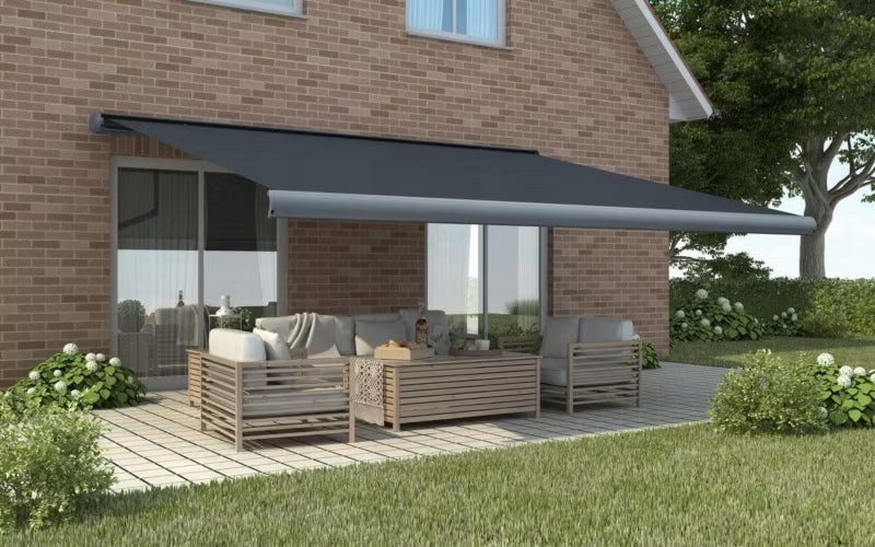 Terrassemarkise Automatisk 500x300 cm Grå