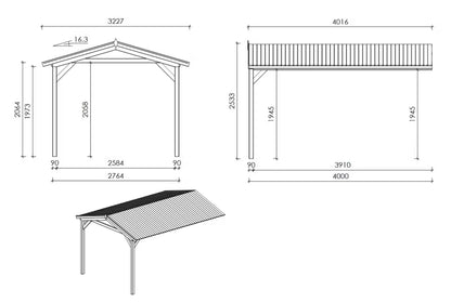 Terrasseoverdækning 4x2,76 m Brun Træ | DOS194