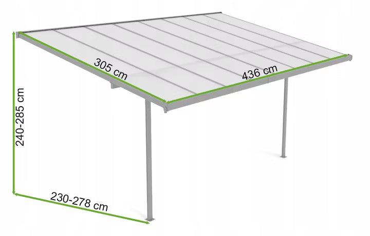 Terrasseoverdækning Atlanta 436x305 cm Grå