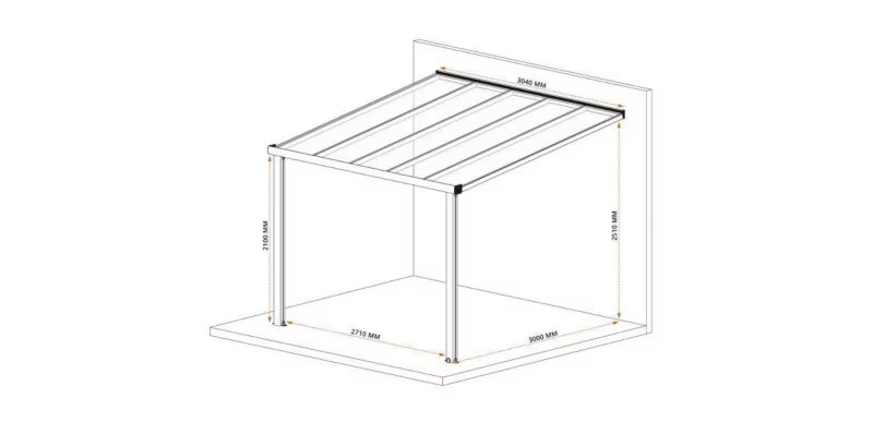 Terrasseoverdækning SMARTLINE 3x3,04 m Antracit