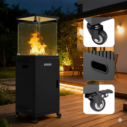 Terrassevarmer Gas 13 kW med Overtræk Sort