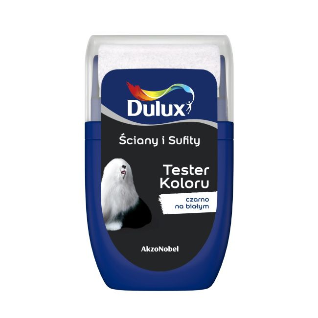 Dulux testmaling til vægge og lofter sort på hvid 0,03 l