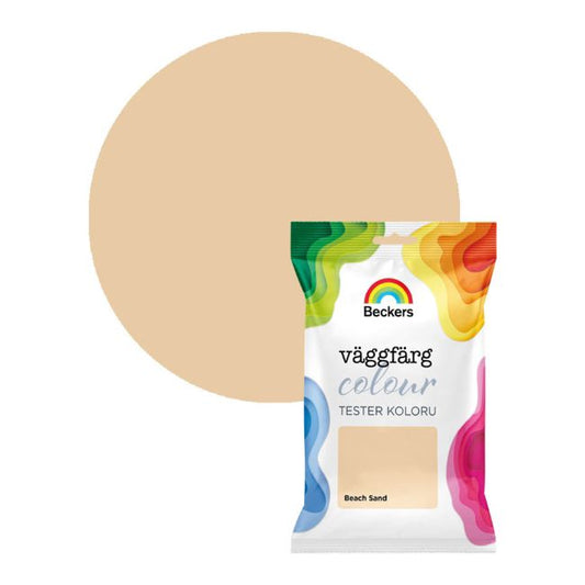 Tester af farve Beckers Vaggfarg Colour beach sand 0,05 l