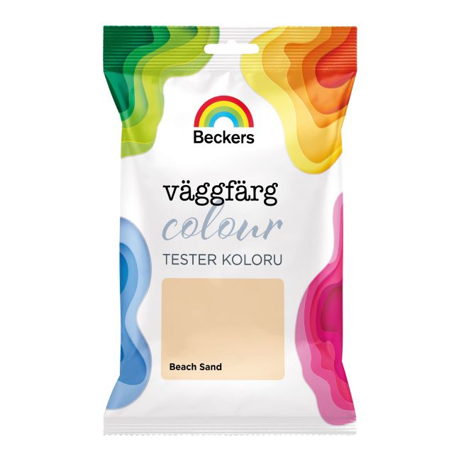 Tester af farve Beckers Vaggfarg Colour beach sand 0,05 l