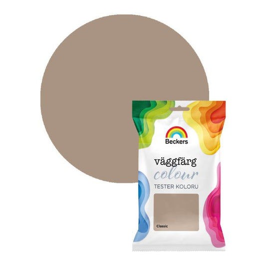 Tester af Beckers Vaggfarg Colour classic vægmaling i beige 0,05 l
