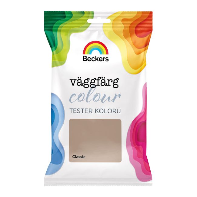Tester af Beckers Vaggfarg Colour classic vægmaling i beige 0,05 l