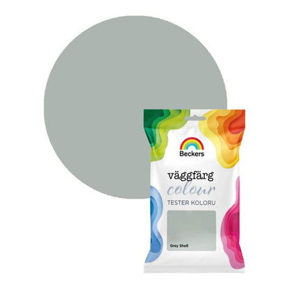 Tester af farve Beckers Vaggfarg Colour grå shell 0,05 l