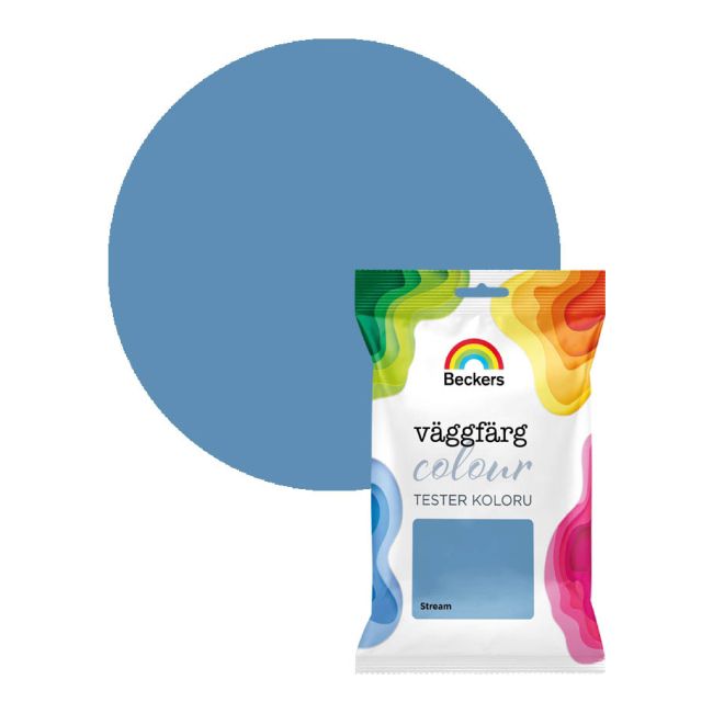 Tester af Beckers Vaggfarg Colour maling i farven Stream 0,05 l