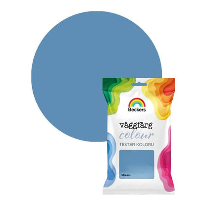Tester af Beckers Vaggfarg Colour maling i farven Stream 0,05 l
