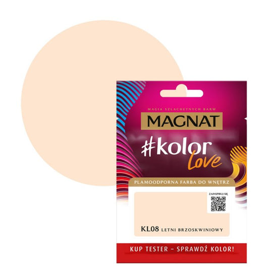Tester af pletresistent maling Magnat #kolorLove KL08 sommerfersken 0,025 l