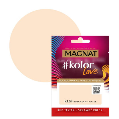 Tester til pletresistent maling Magnat #kolorLove KL09 varm sand 0,025 l