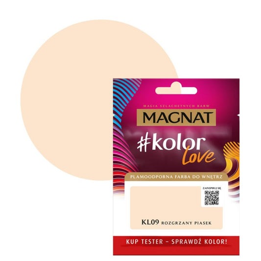 Tester til pletresistent maling Magnat #kolorLove KL09 varm sand 0,025 l