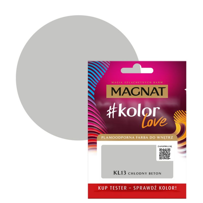 Tester af pletbestandig maling Magnat #kolorLove KL13 kold beton 0,025 l