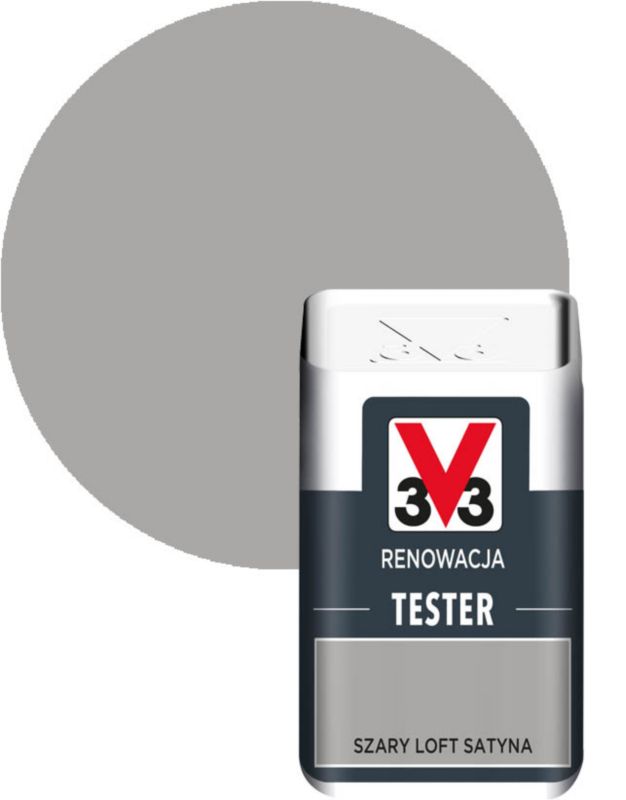 V33 renoveringsmaling tester grå loft satin 0,05 l