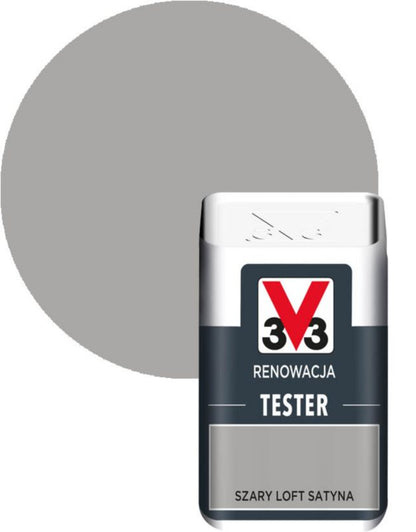 V33 renoveringsmaling tester grå loft satin 0,05 l